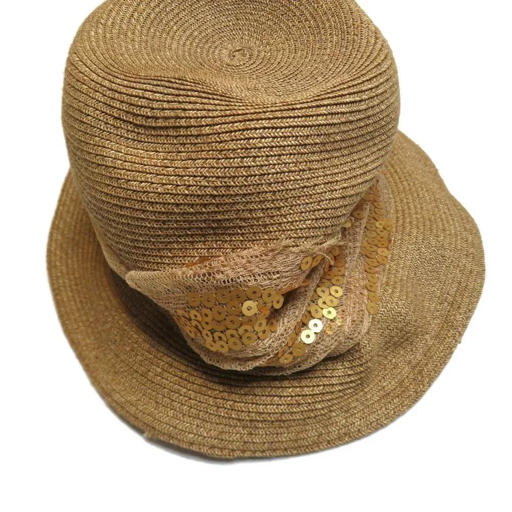 Small‎ Brim Shiny Hat Tall Brown Bucket